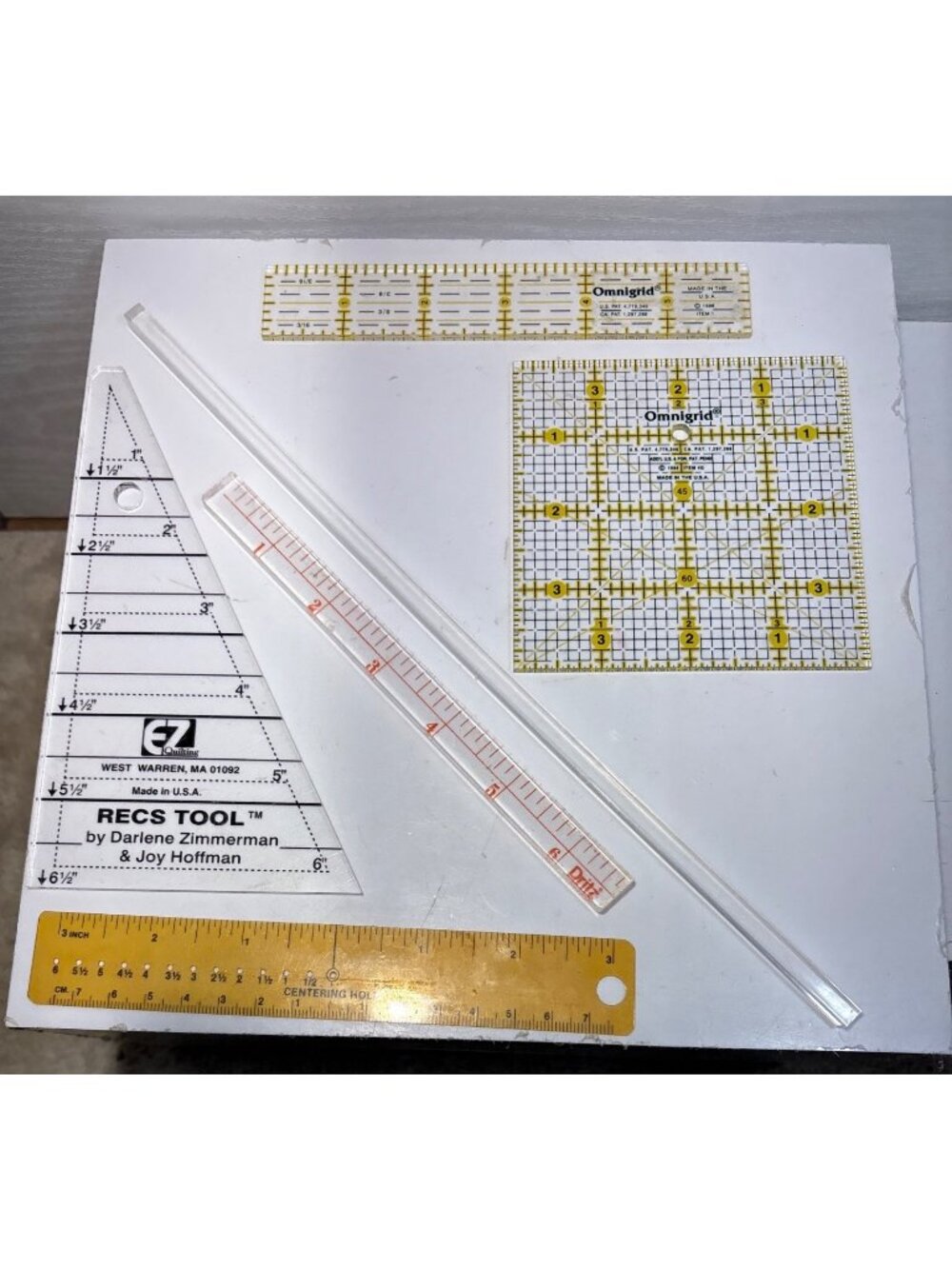 Quilting Ruler Set Lot Omnigrid Recs Dritz Tri Recs Seam Tool Centering Lot of 6